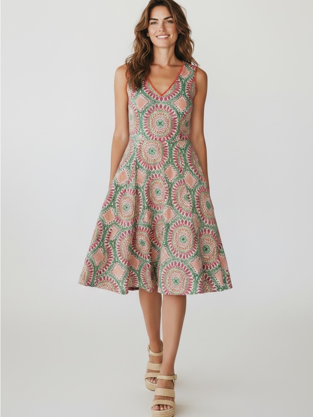 Anthropologie HD in Paris Sleeveless V-Neck Midi Dress